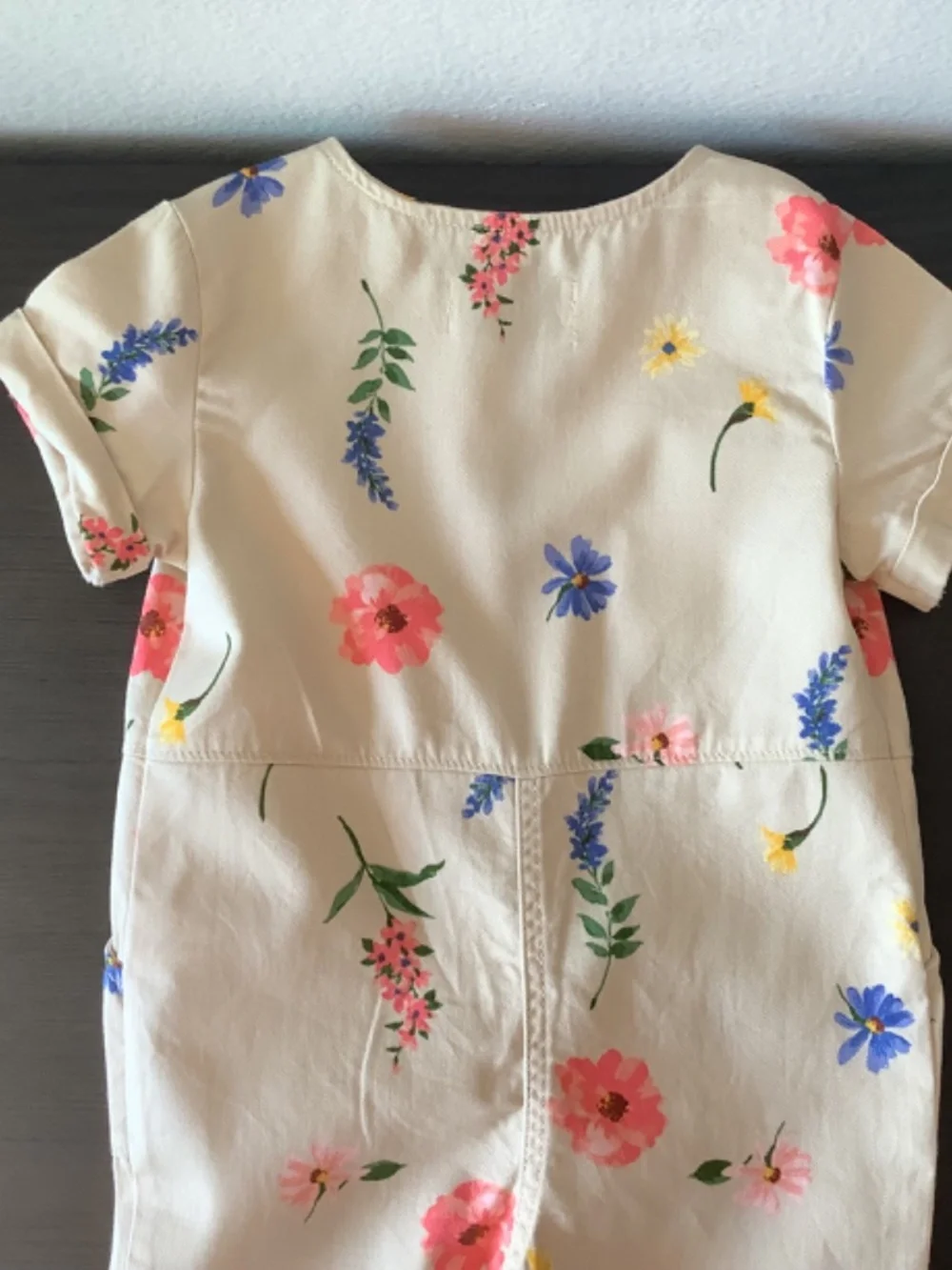 Old Navy Little Girls 4T Khaki Floral 100% Cotton Button Casual Jumpsuit Pockets
